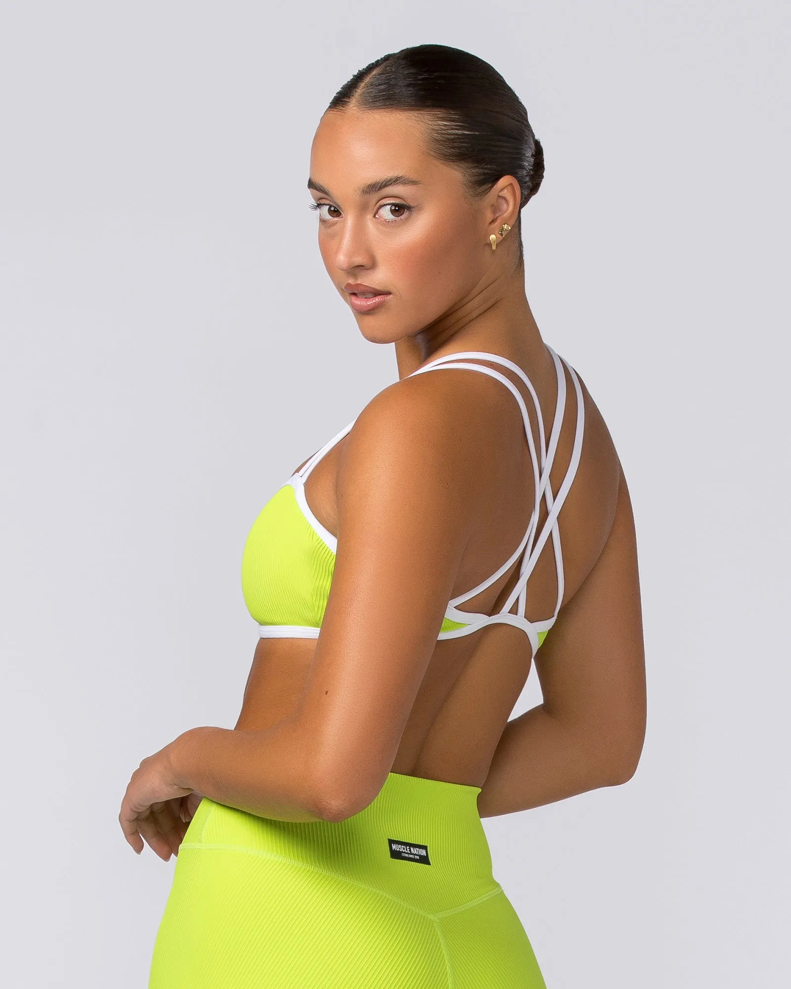 Curves Rib Bralette - Cyber Lime