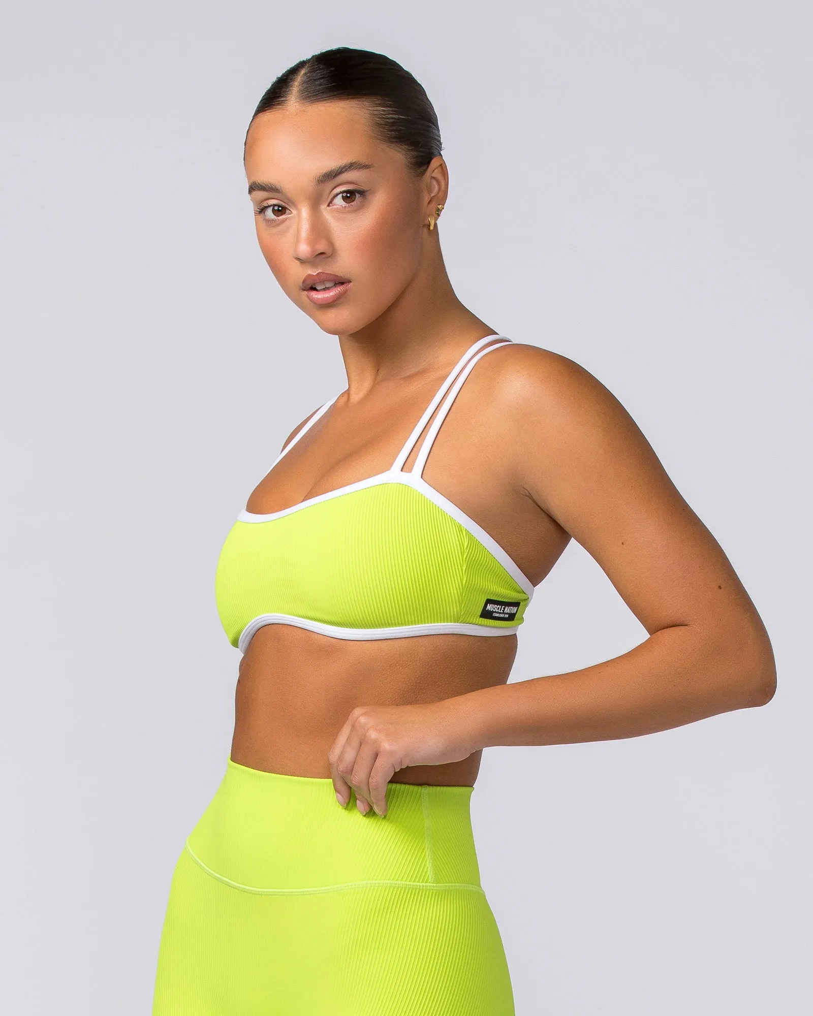 Curves Rib Bralette - Cyber Lime