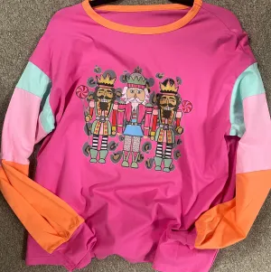 Custom Colorblock Nutcracker L/S Tee - Pink