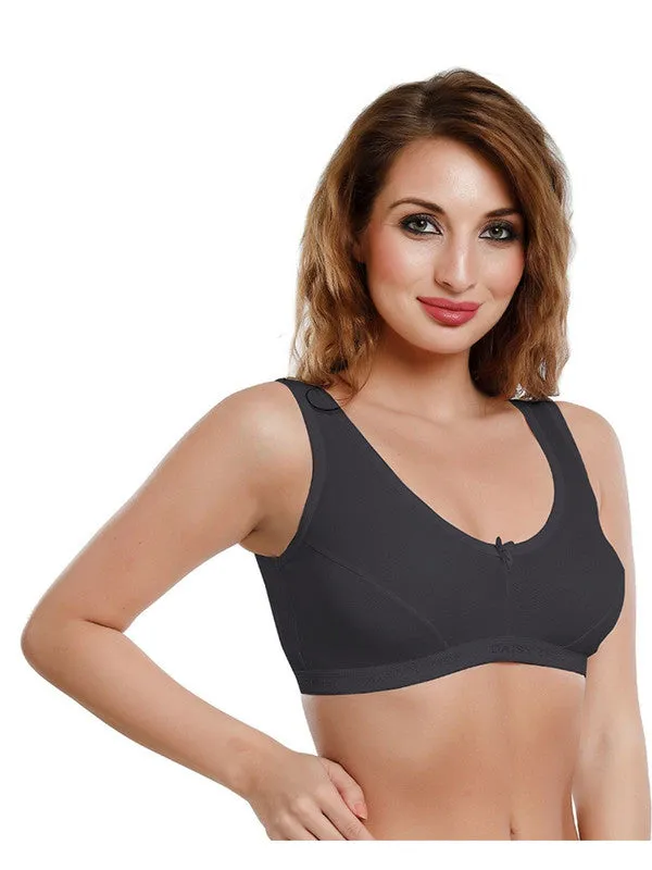 Daisy Dee Black Non Padded Non Wired Full Coverage Sports Bra NLRA-Black