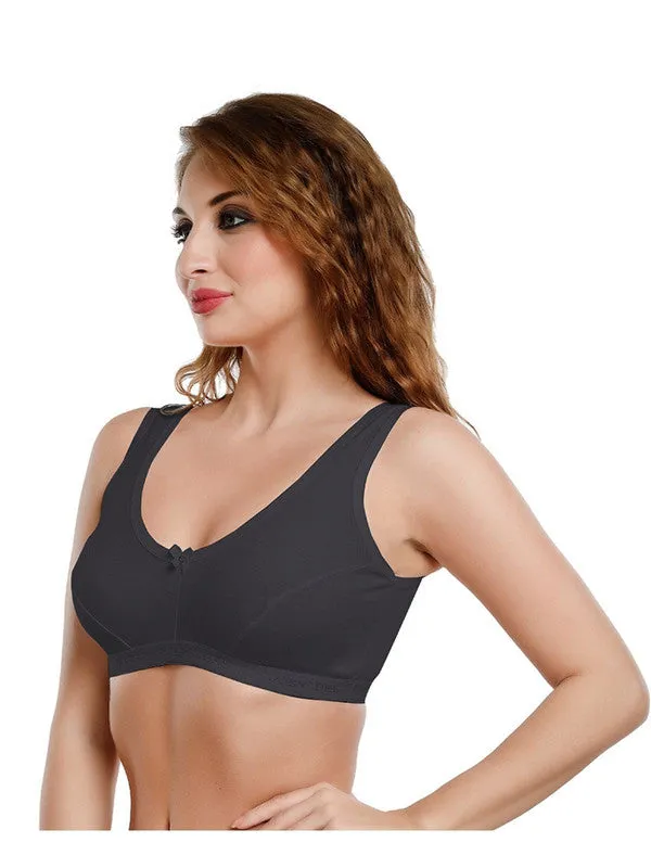 Daisy Dee Black Non Padded Non Wired Full Coverage Sports Bra NLRA-Black