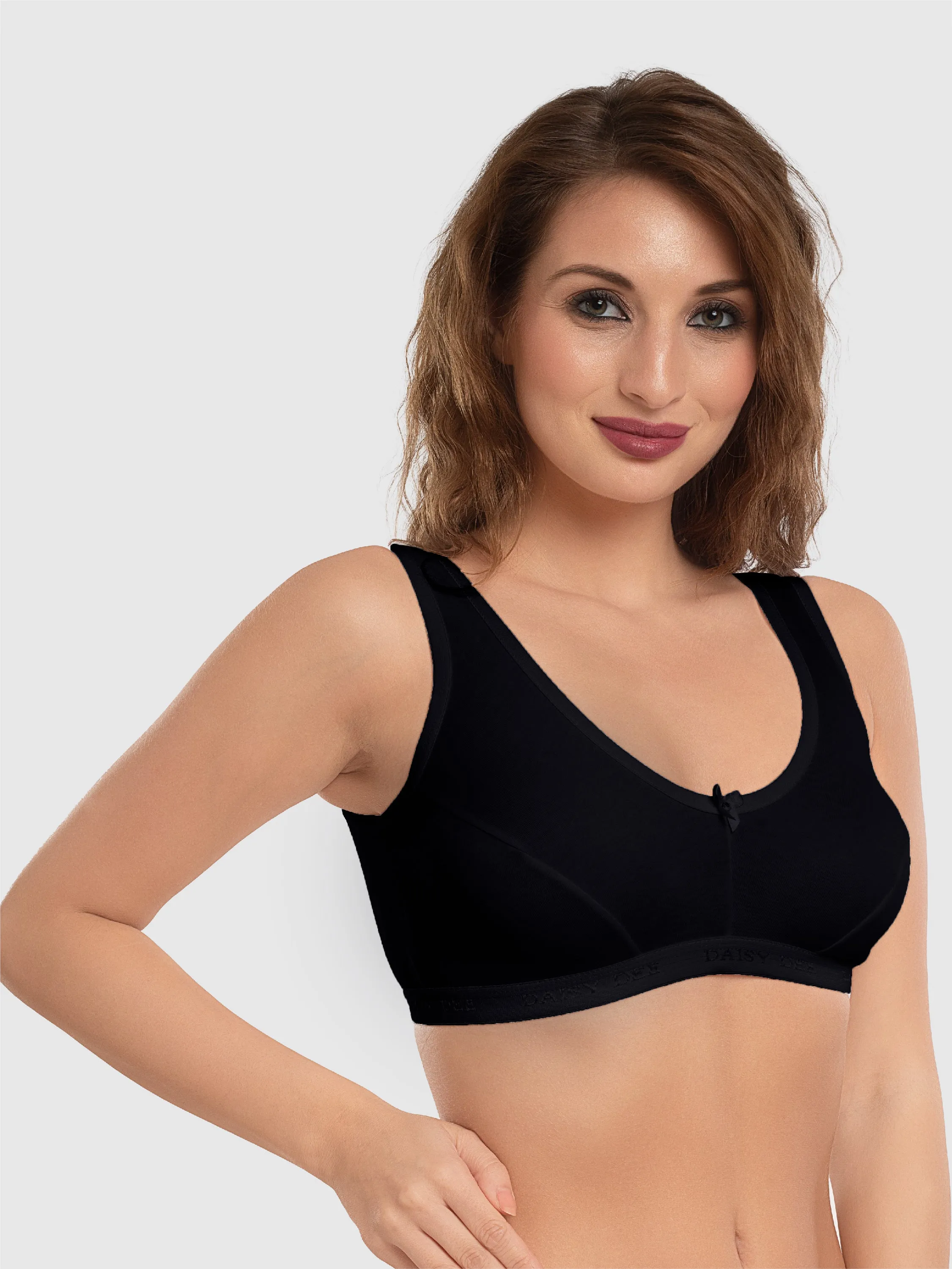 Daisy Dee Black Non Padded Non Wired Full Coverage Sports Bra NLRA-Black