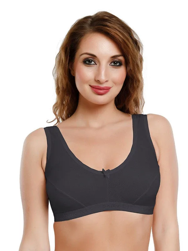 Daisy Dee Black Non Padded Non Wired Full Coverage Sports Bra NLRA-Black
