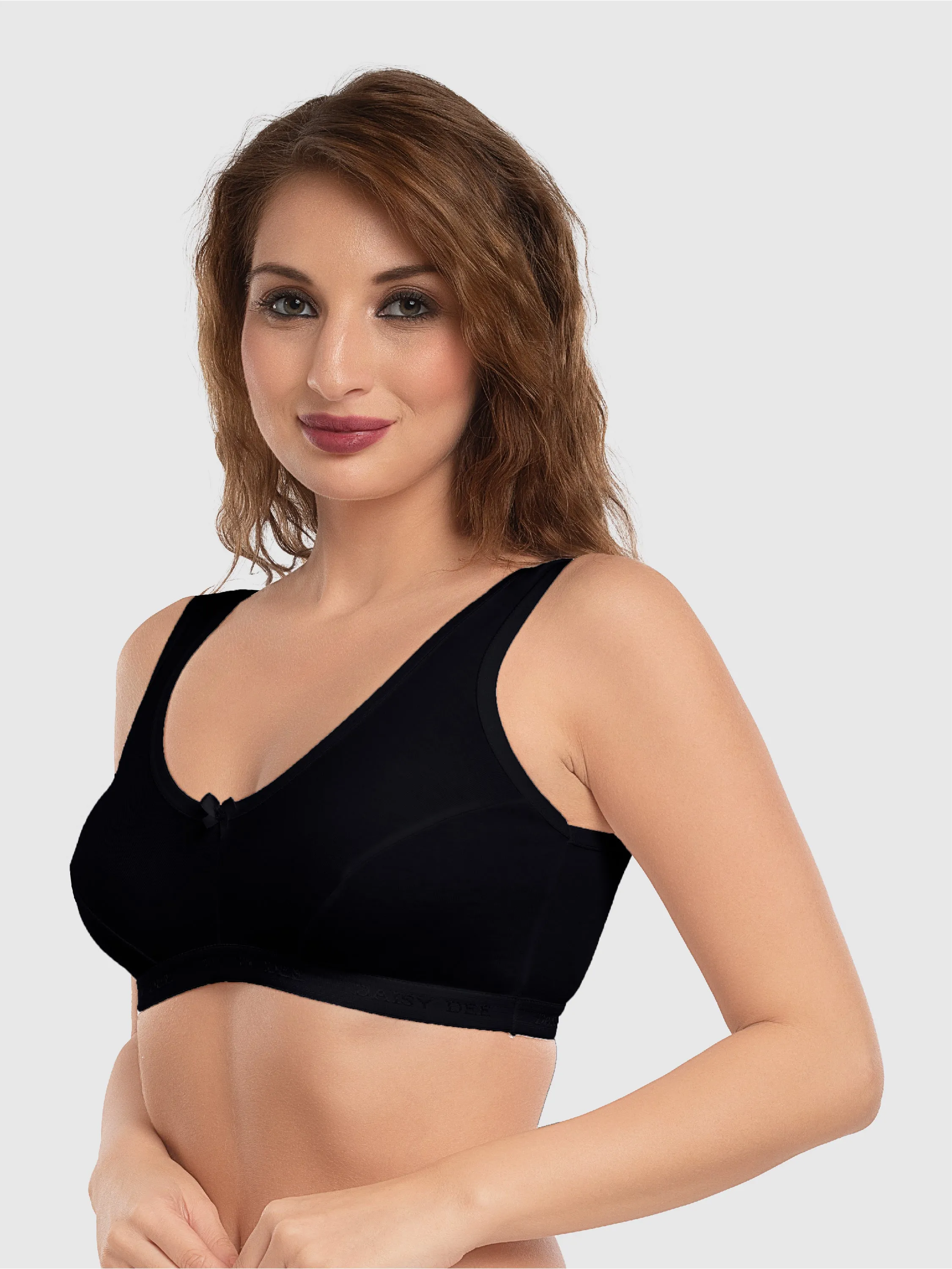 Daisy Dee Black Non Padded Non Wired Full Coverage Sports Bra NLRA-Black