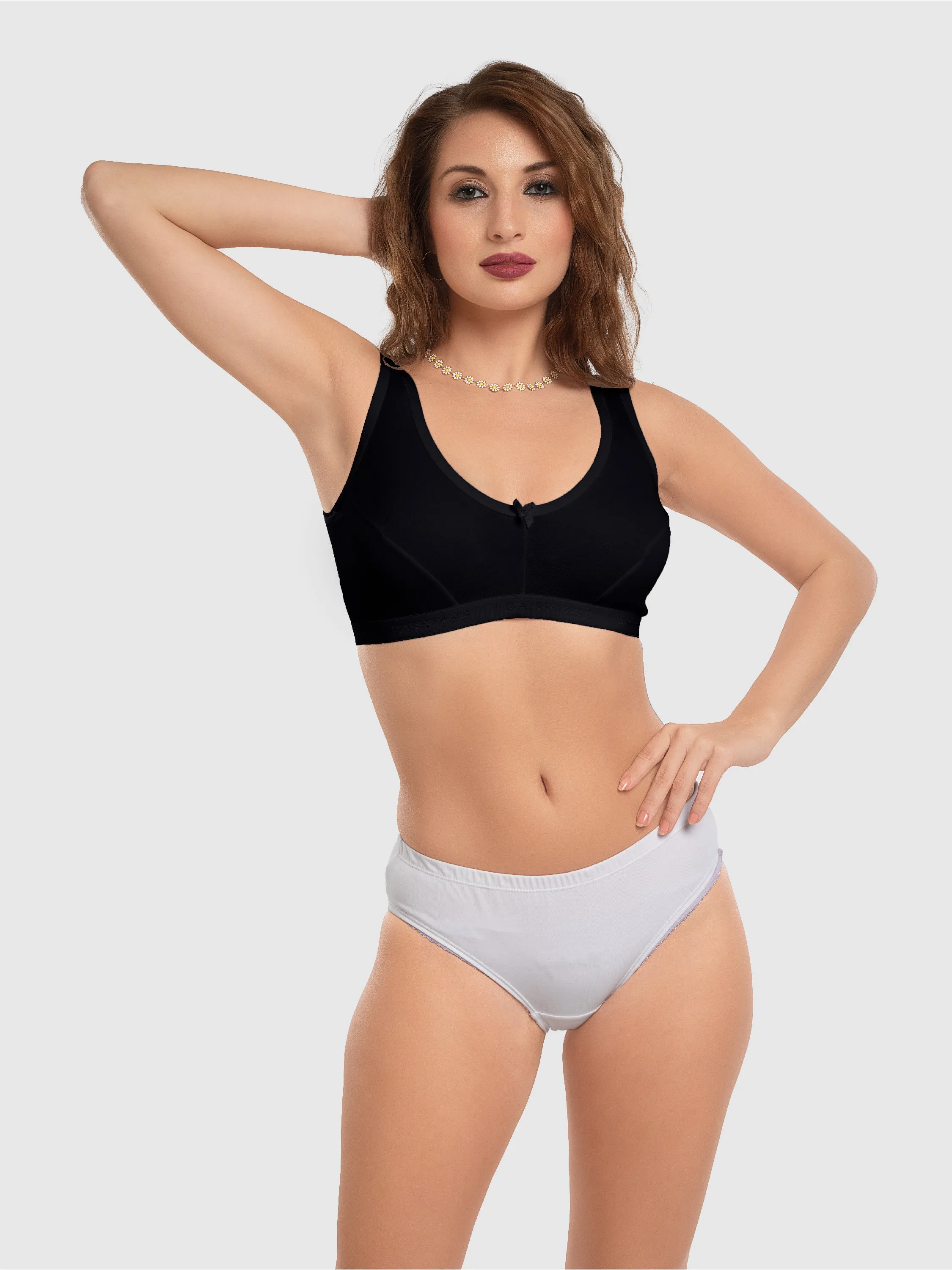 Daisy Dee Black Non Padded Non Wired Full Coverage Sports Bra NLRA-Black
