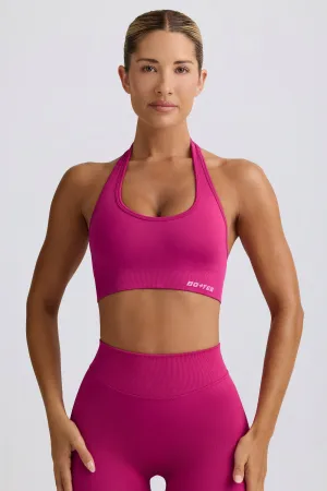 Define Luxe Halterneck Sports Bra in Berry