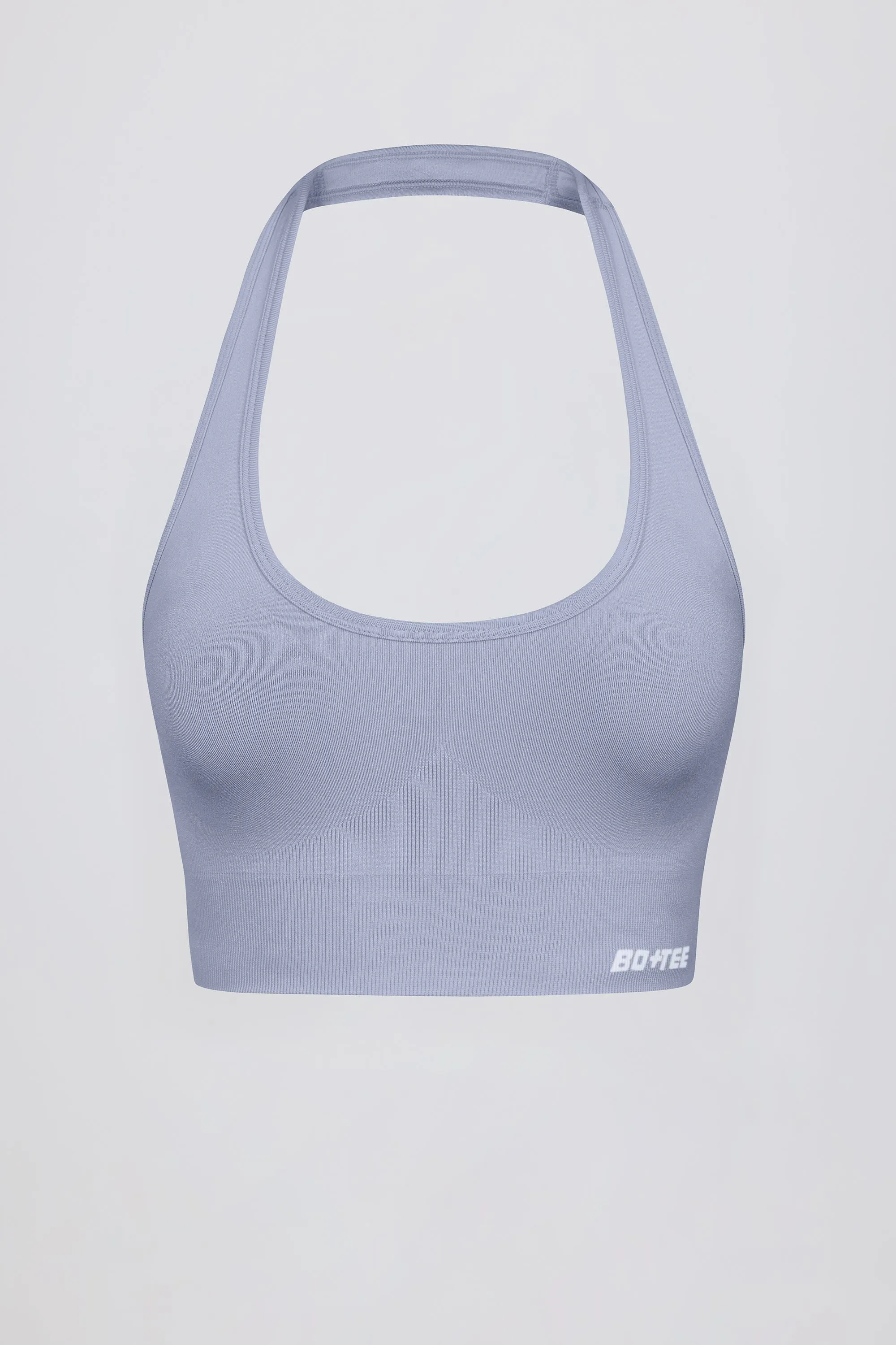 Define Luxe Halterneck Sports Bra in Blue Grey