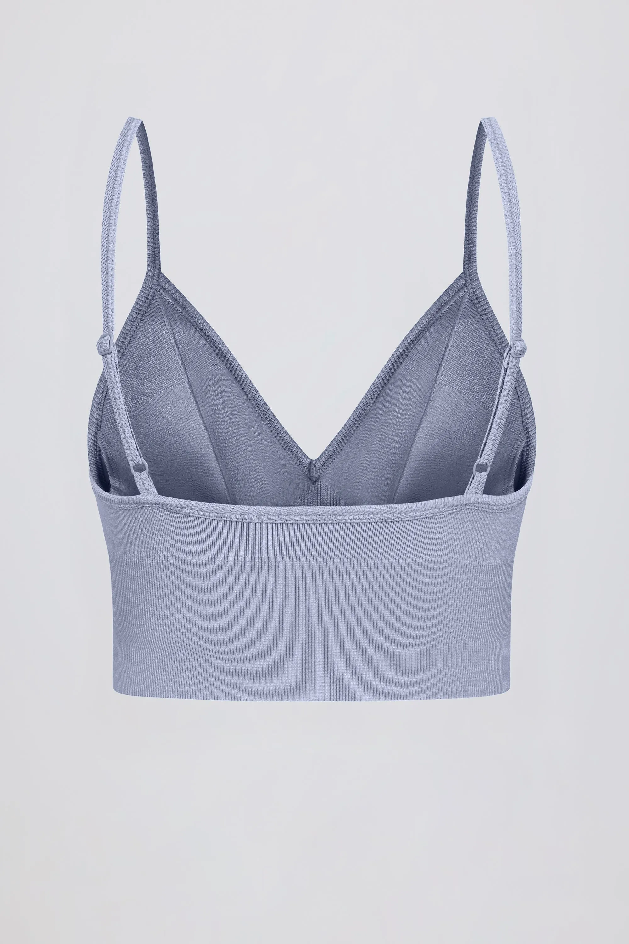 Define Luxe V-Neck Sports Bra in Blue Grey