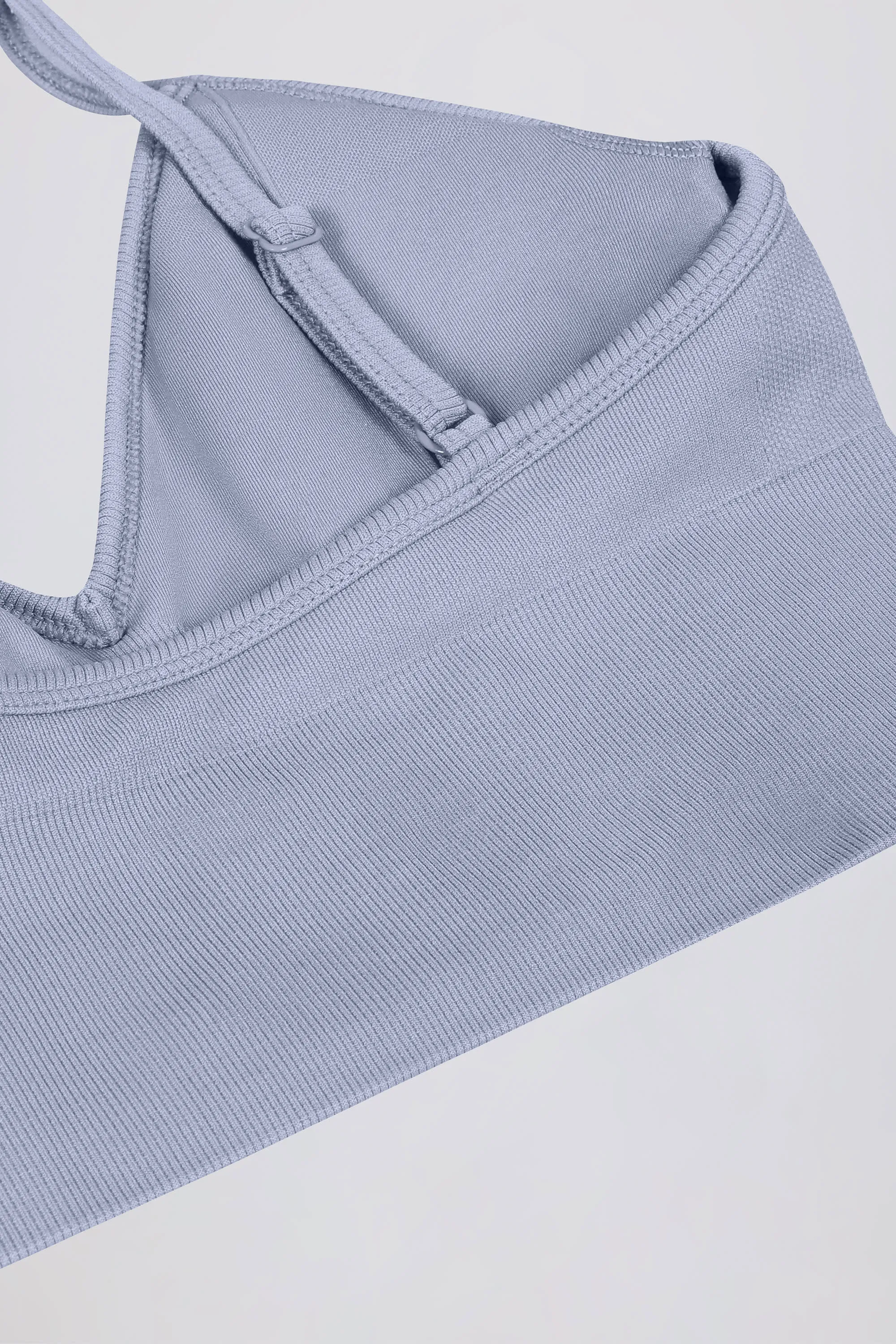 Define Luxe V-Neck Sports Bra in Blue Grey