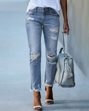 Denim Bella™ | Women's Ripped Casual Jeans | Distressed Design, High-Waisted, Comfortable Fit
