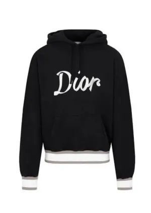 DIOR embroidered 47 ribbon hoodie black