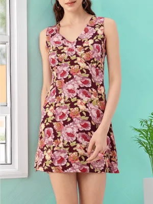 DressBerry Cute Feminine Floral Fantasy Printed A-Line Mini Dress