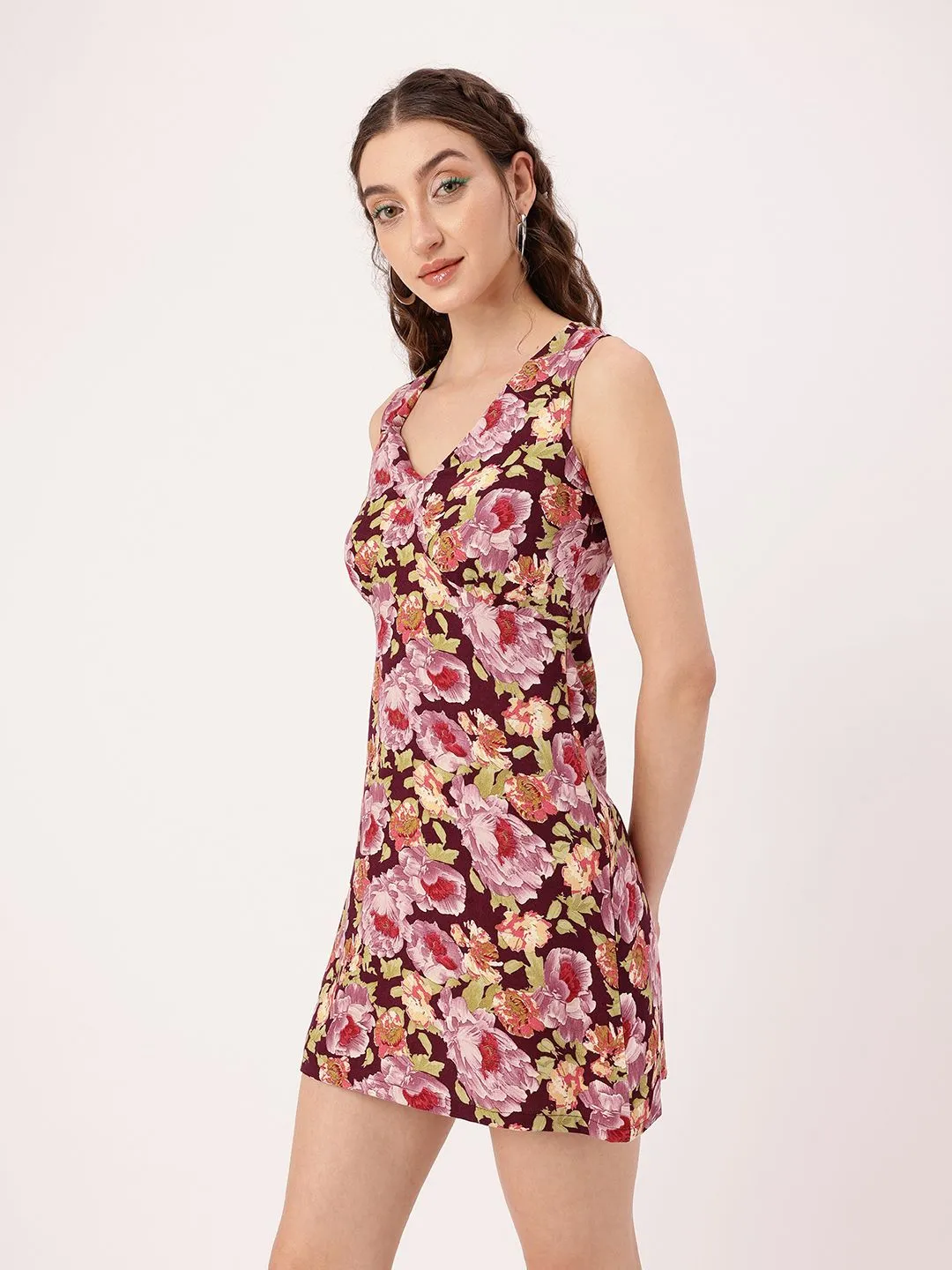 DressBerry Cute Feminine Floral Fantasy Printed A-Line Mini Dress