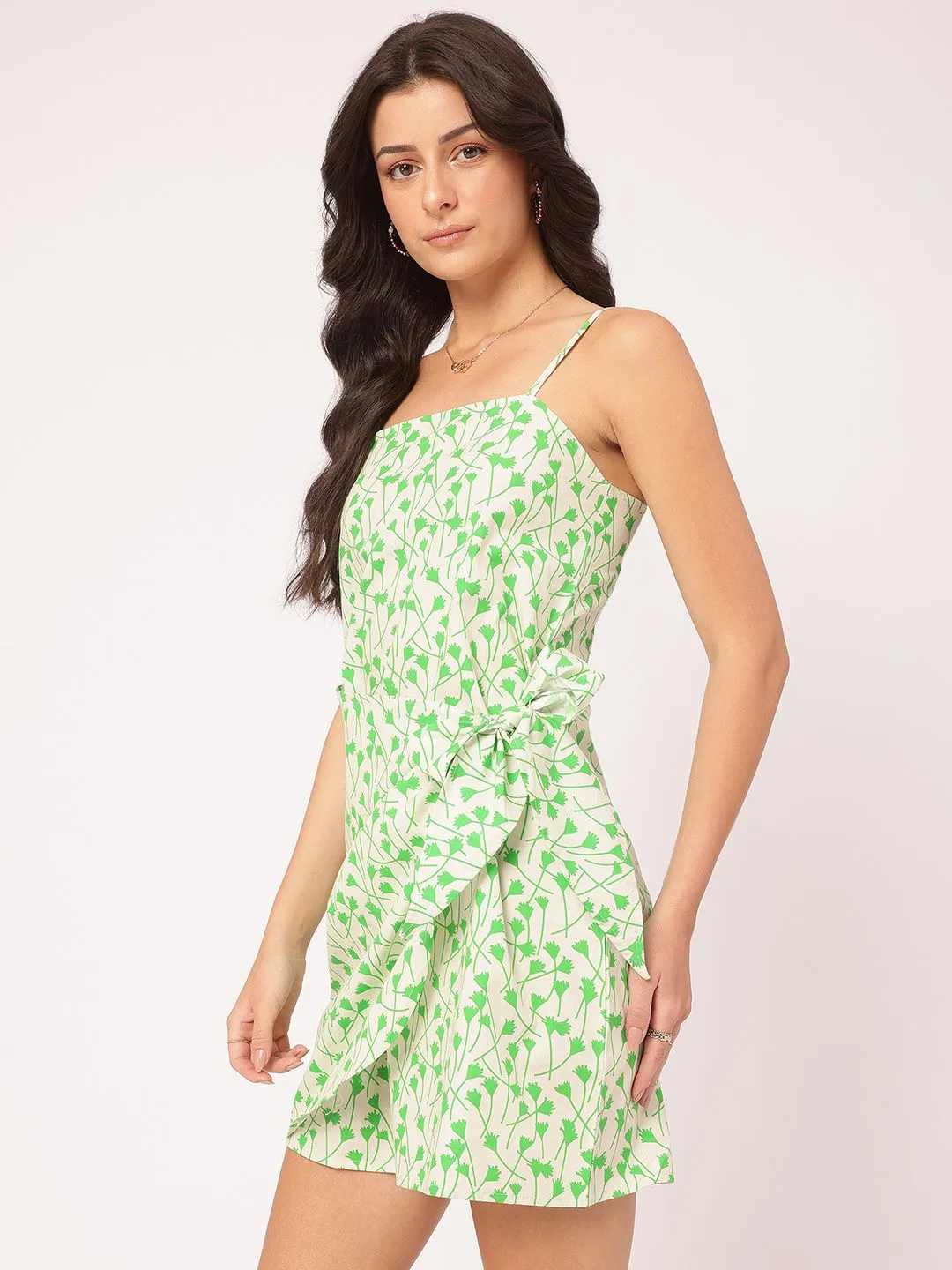DressBerry Fluttering Fancies Printed Strappy Mini Wrap Dress