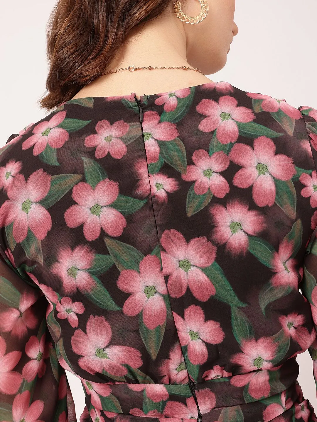 DressBerry Mystical Meadow Printed Ruched Mini Sheath Dress
