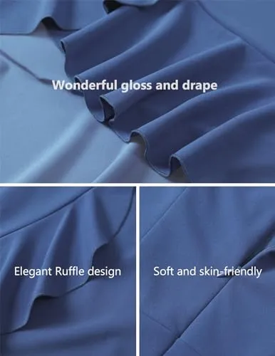 DRESSTELLS Women's Cocktail Dresses Formal Wedding Guest Tea Party Prom Dress V Neck Wrap Elegant Ruffle Modest Bridesmaid Dress Greyblue L