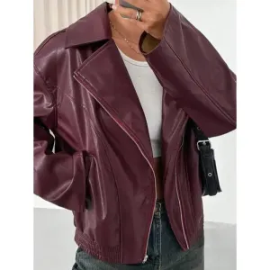 'Dulcinea' Leather Drop Shoulder Jacket