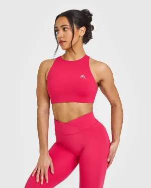 EasyLift™ High Neck Sports Bra | Berry Bloom