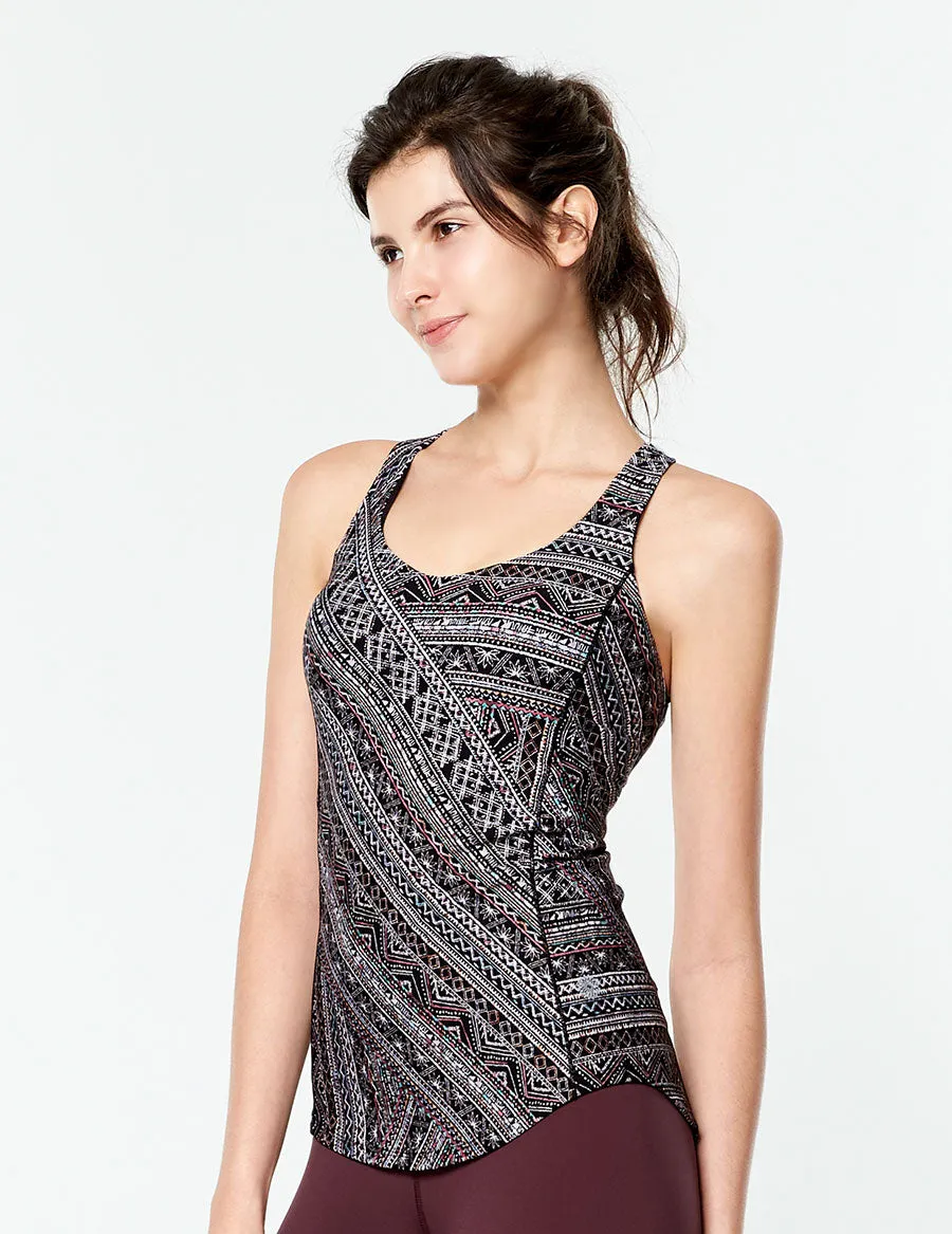 easyoga LESPIRO Stellate Tank - FC7 Geo Burgundy