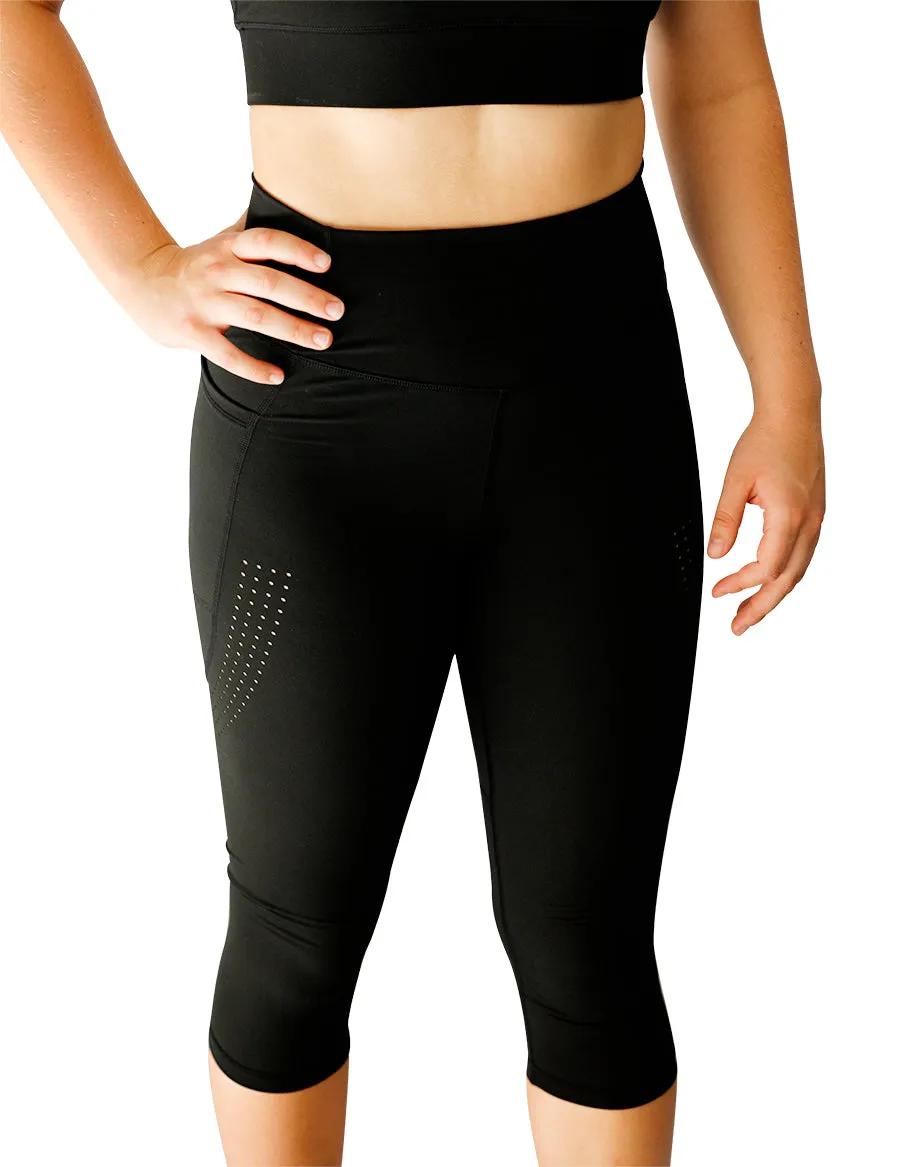 ESSENTIAL RANGE BLACK 3/4 LEGGINGS