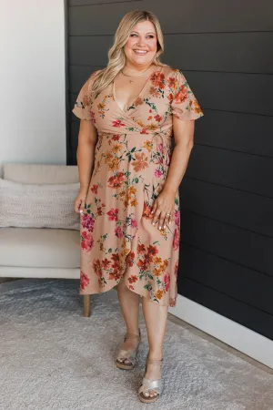 Extreme Appeal Floral Midi Dress- Tan