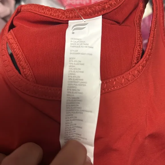 Fabletics Trinity, high impact sports bra, lava, new