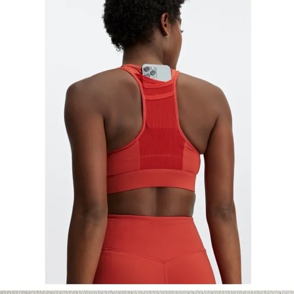 Fabletics Trinity, high impact sports bra, lava, new