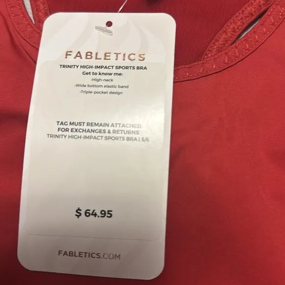 Fabletics Trinity, high impact sports bra, lava, new
