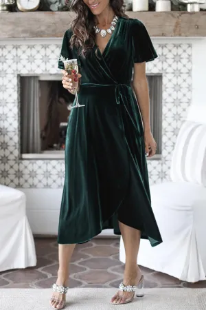 Fancy That Velvet Wrap Midi Dress