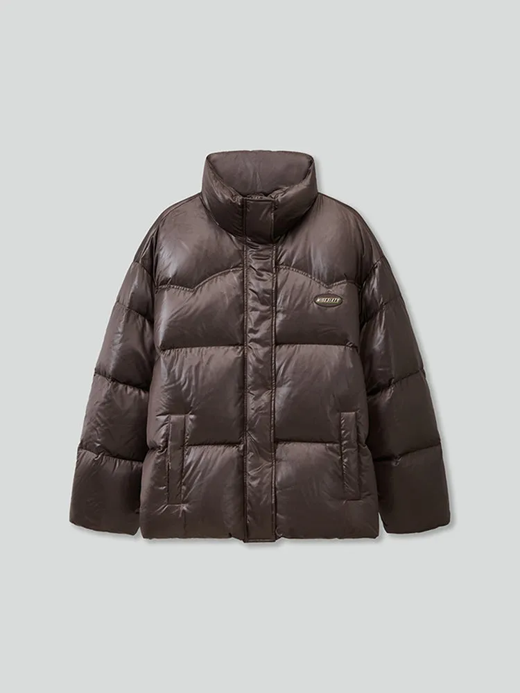 Faux Leather Puffer Jacket
