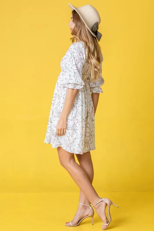 Floral Squared Neck Mini Dress
