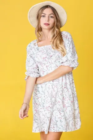Floral Squared Neck Mini Dress