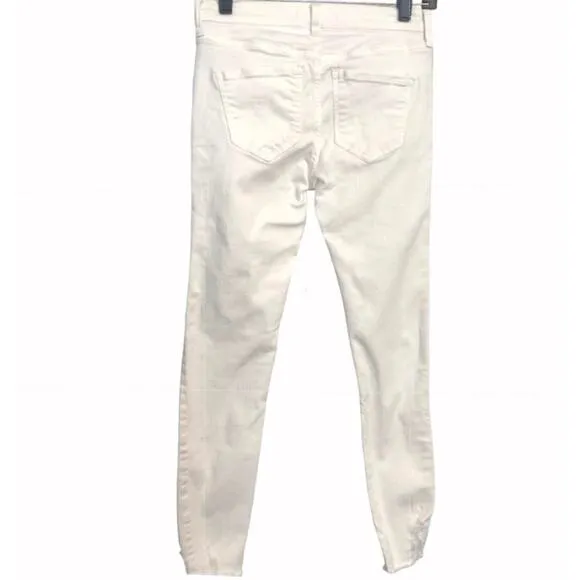 Free People Women’s White Distressed Skinny Jeans