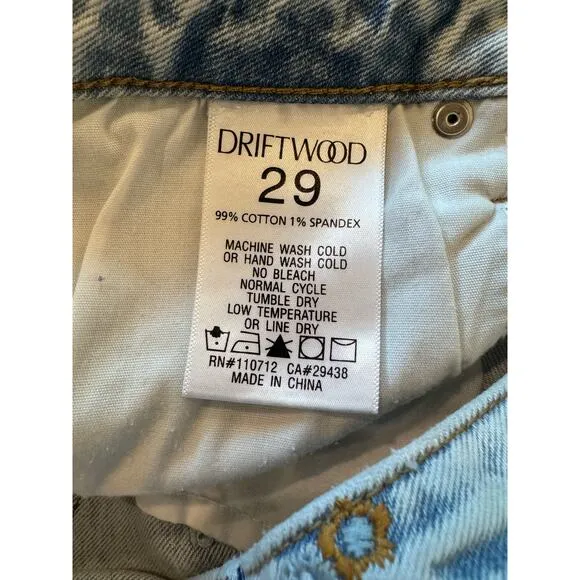 Free People x Driftwood Gizelle Distressed Embroidered Floral Ankle Jeans 29