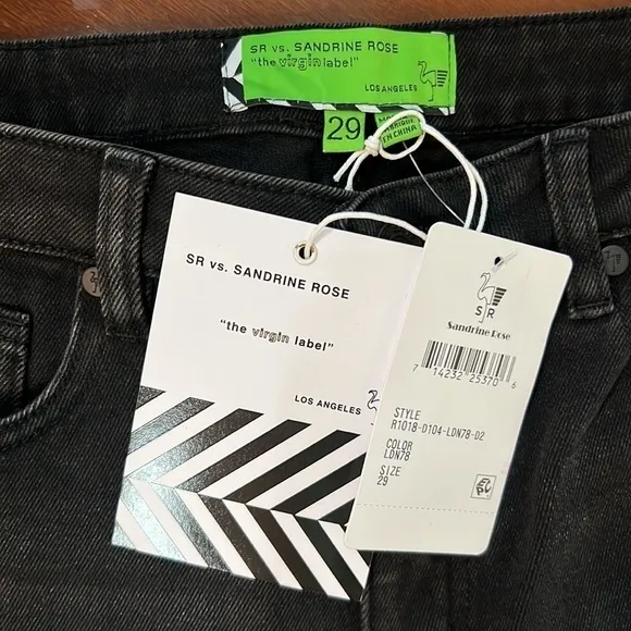 Free People x Sandrine Rose Black Distressed Ankle Skinny Jeans Size 29