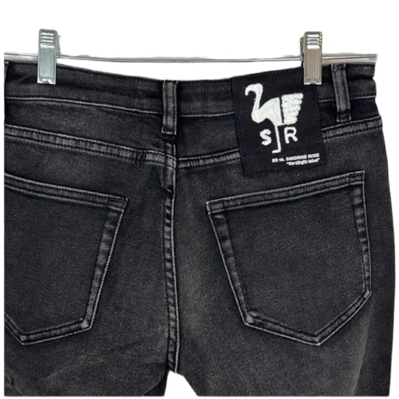 Free People x Sandrine Rose Black Distressed Ankle Skinny Jeans Size 29