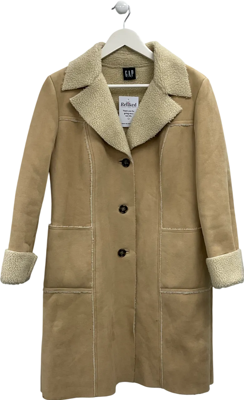 GAP Beige Faux Sheepskin Coat UK M
