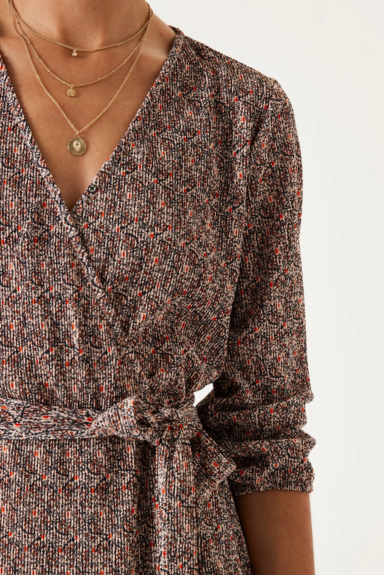 Garcia Long Sleeve Wrap Dress - Muted Clay