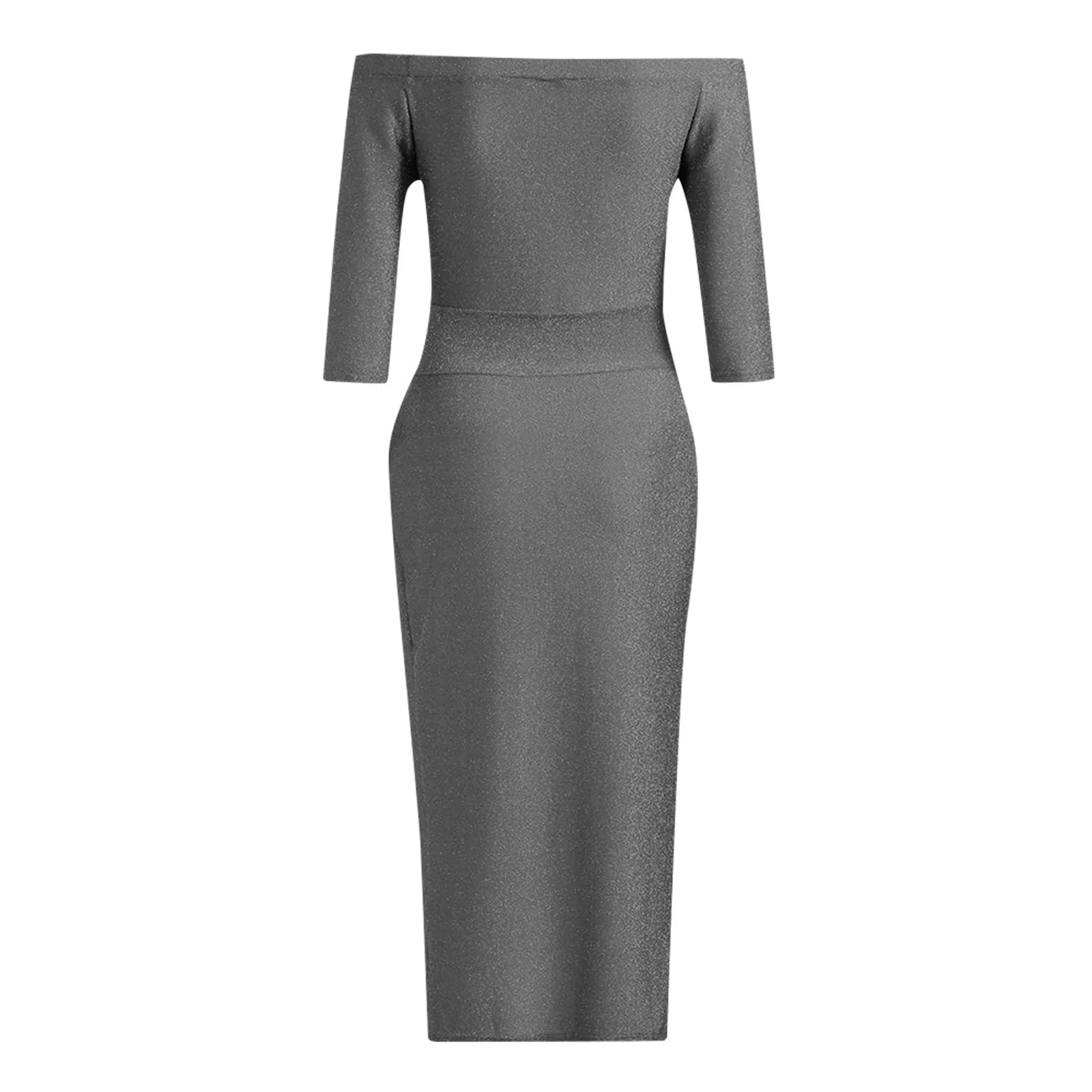 Generic Formal Dresses for Women 2024 Summer Sexy Off The Shoulder Bodycon Maxi Dresses Long Sleeve Ruched High Slit Sparkly Glitter Ball Gowns Cocktail Evening Party Dress
