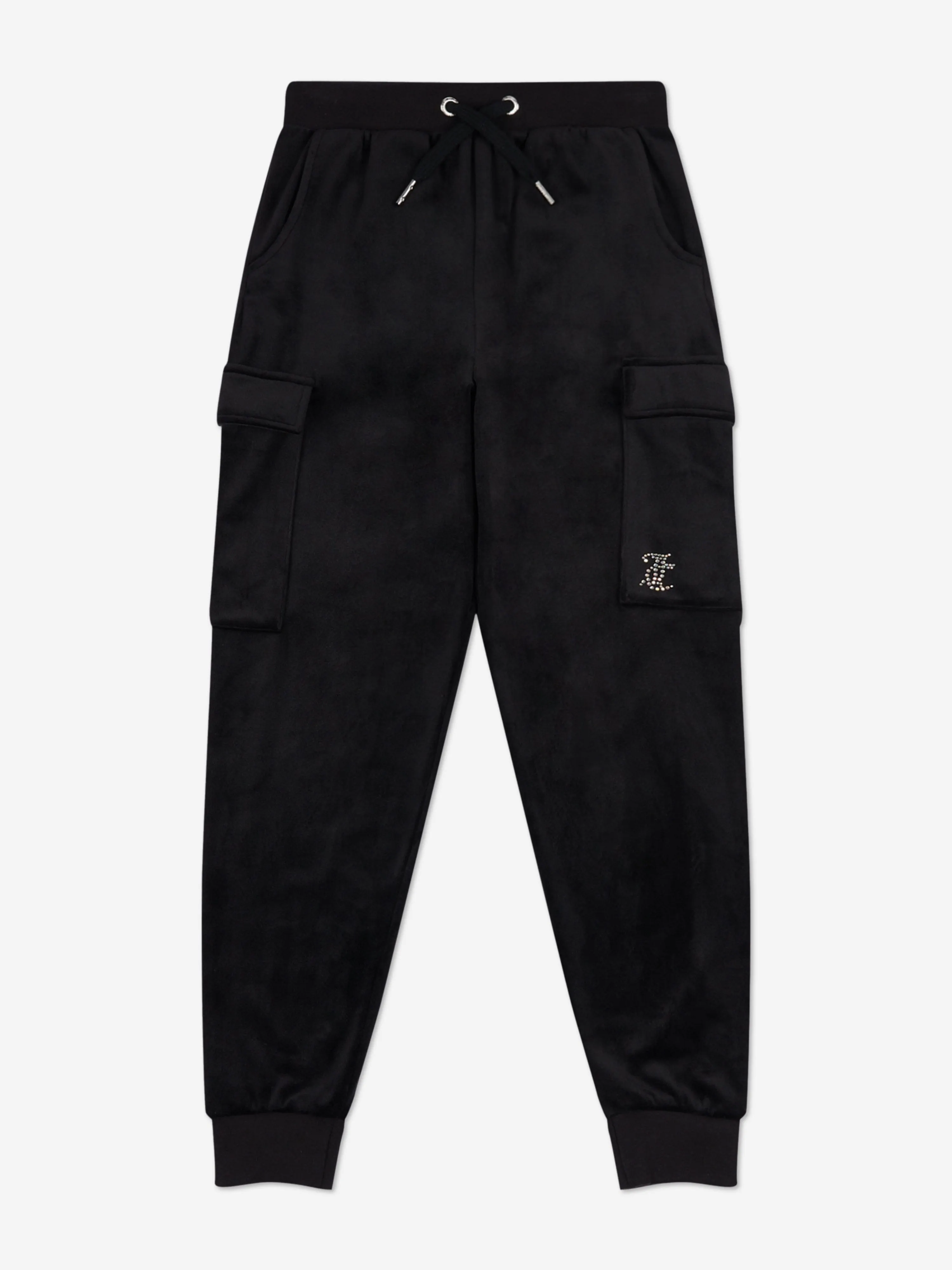 Girls Cargo Cuffed Joggers in Black