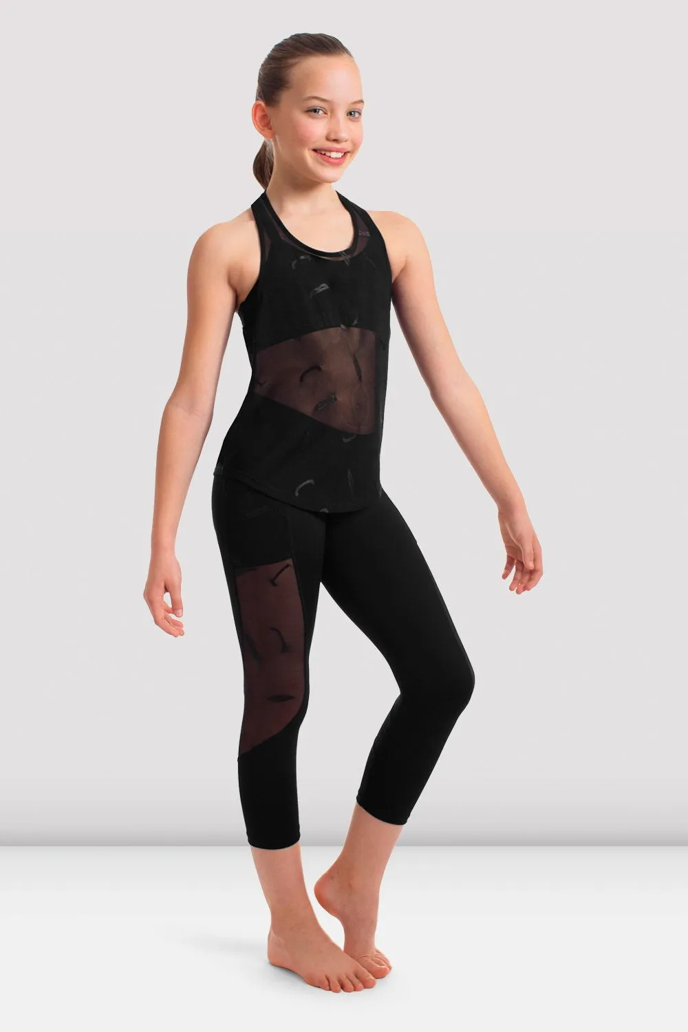 Girls Samira Bloch Logo Mesh Panelled Leggings