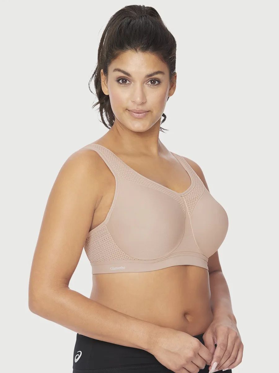 Glamorise Bra 9066 - High Impact Seamless Sports Bra - Cafe