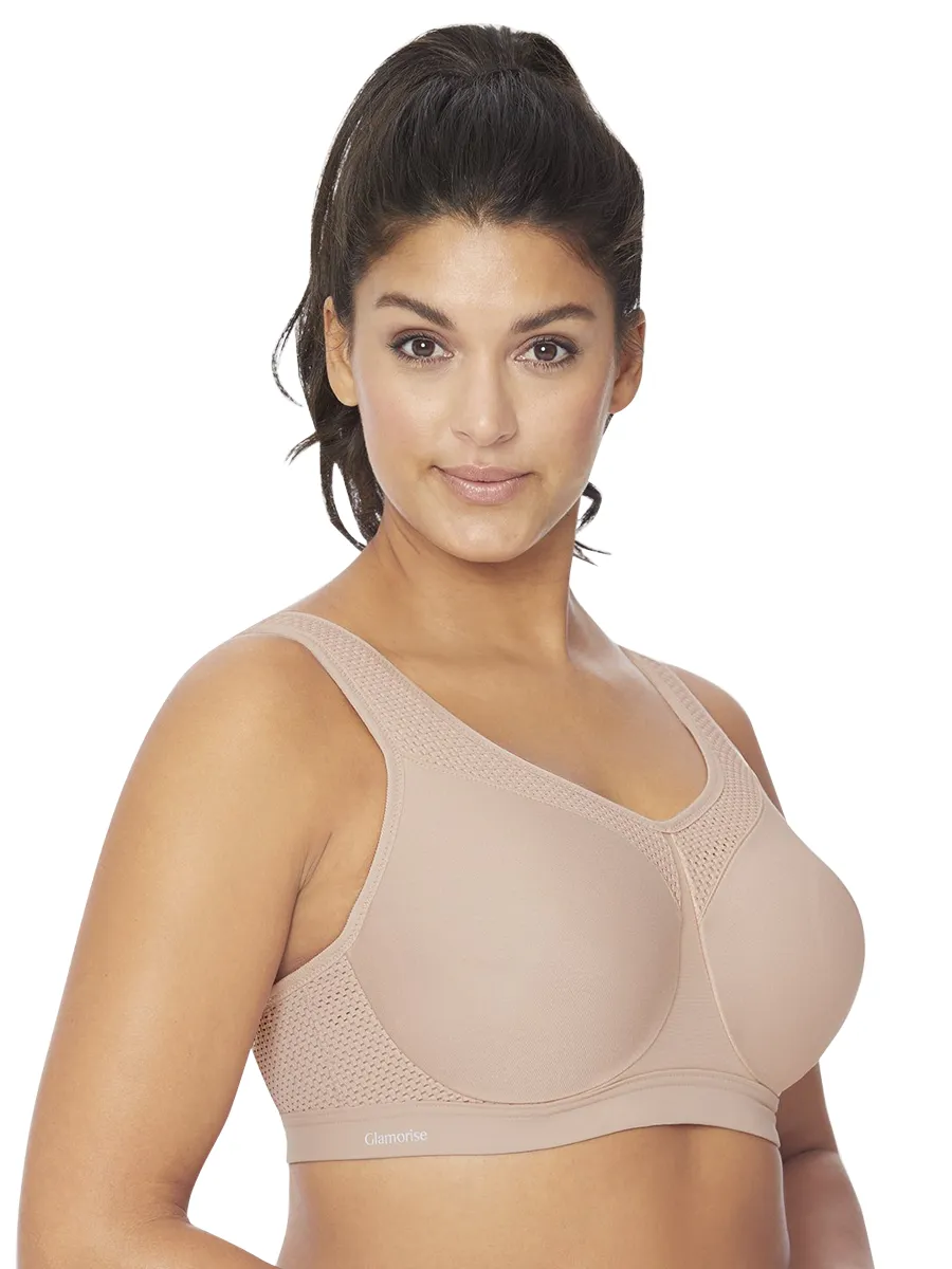 Glamorise Bra 9066 - High Impact Seamless Sports Bra - Cafe