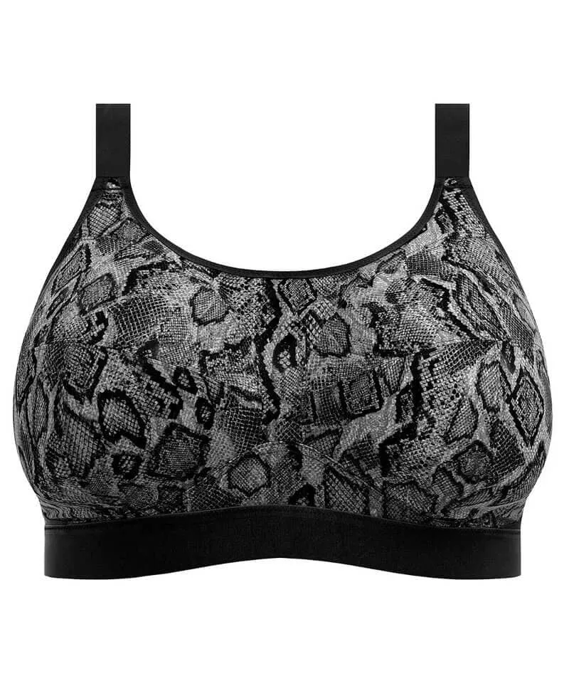 Goddess Sport Wire-Free Sports Bra - Black Snake