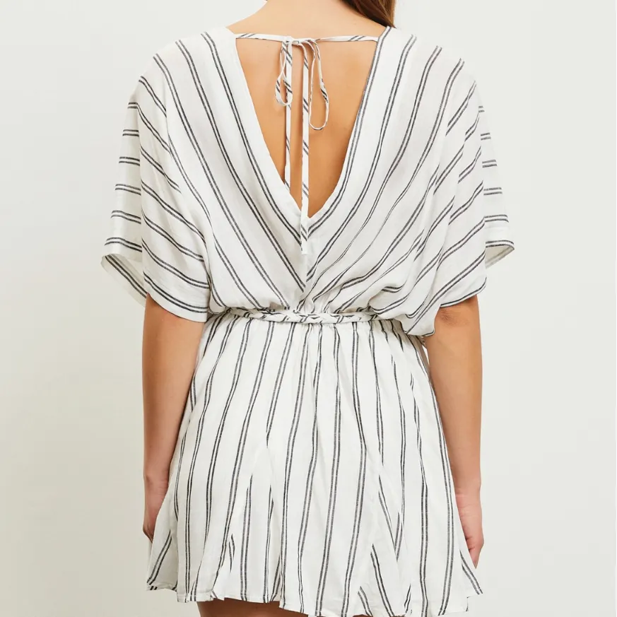 Going Abroad V-Neck Striped A-Line Dress