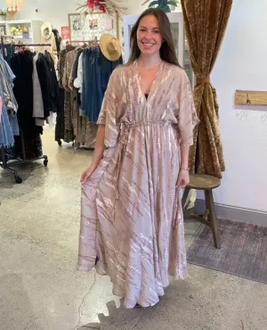 Gold Metallic Short Sleeve Dress