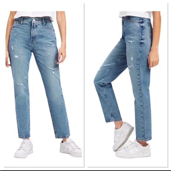 Good American Good Classic Distressed Hi-Rise Jeans GC062T Women Size 8/29