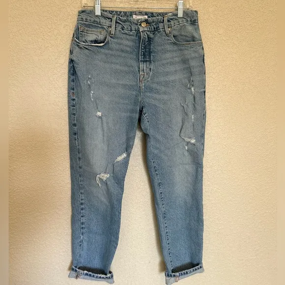 Good American Good Classic Distressed Hi-Rise Jeans GC062T Women Size 8/29