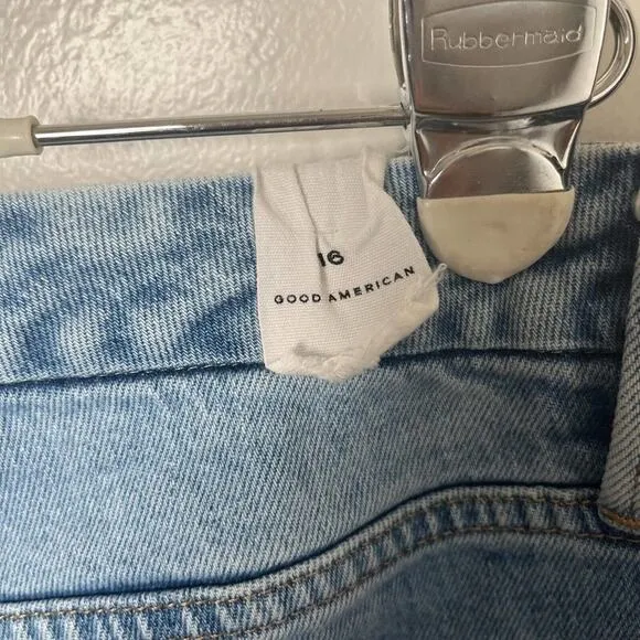 Good American Womens Blue Denim Skinny Jeans Distressed 5 Pocket Design Size 16