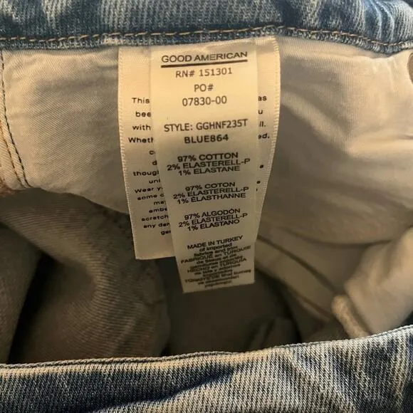 Good American Womens Blue Denim Skinny Jeans Distressed 5 Pocket Design Size 16